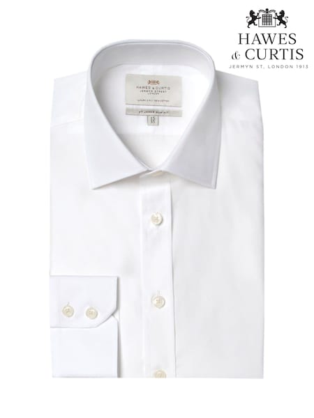 Hawes & Curtis Slim Poplin 100% Cotton White Shirt (AM6699) | ‏297‏₪