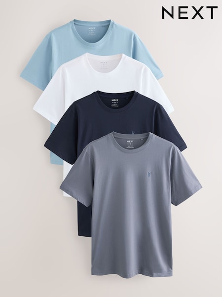 Blue/Navy/White/Steel Slim Fit 100% Cotton T-Shirts 4 Pack (AM6758) | €51