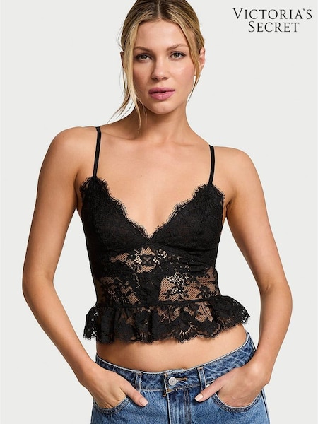 Victoria's Secret Black Peplum Lace Bra Top (AM6795) | €52