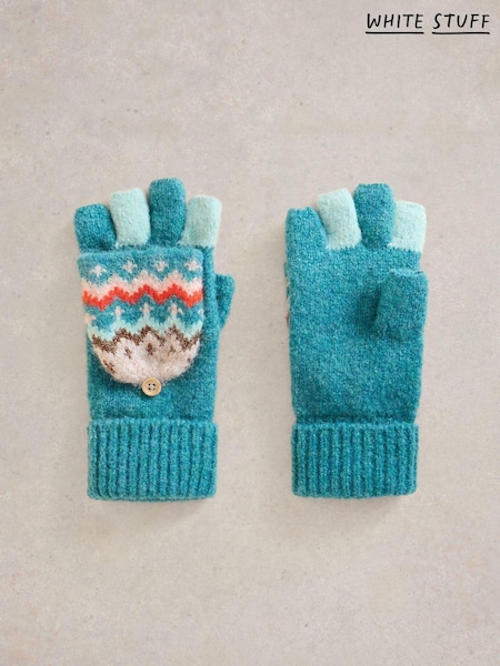 White Stuff Green Zig Zag Flip Mitt Gloves (AM6899) | €25