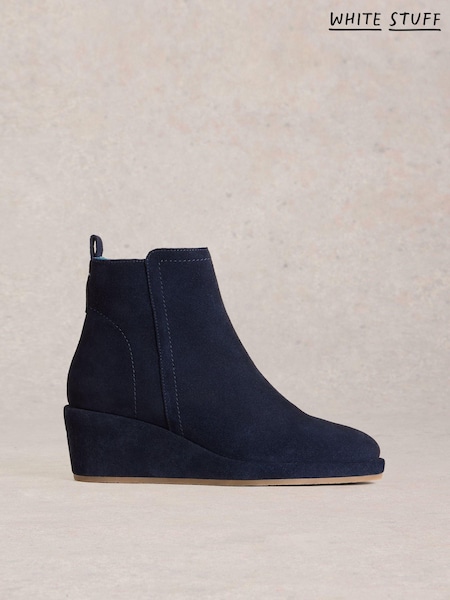 White Stuff Blue Luna Suede Wedge Ankle Boots (AM6920) | AED259