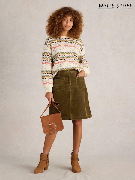 White Stuff Green Melody Organic Cord Skirt (AM6924) | €26
