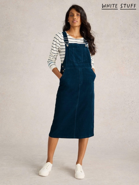 White Stuff Green Emmie Organic Cord Midi Pinny Dress (AM6925) | €59