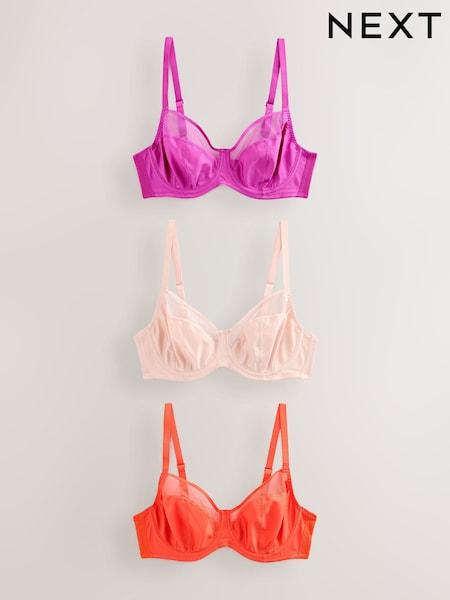 Orange/Neutral/Purple DD+ Non Pad Full Cup Bras 3 Pack with Side Support (AM6938) | €65