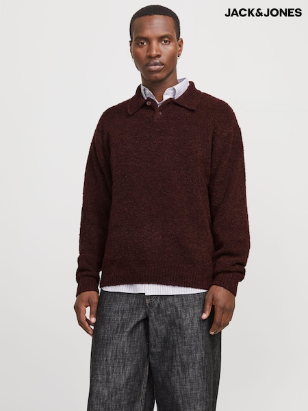 JACK & JONES Boucle Knitted Polo Jumper (AM7039) | 201 LEI