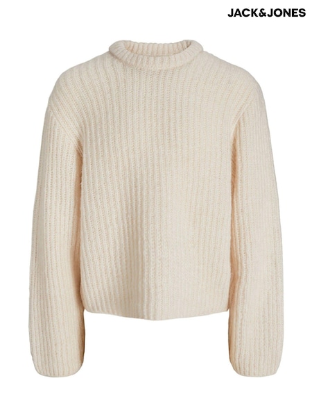 JACK & JONES White Chunky Ribbed Knit Crew Neck Jumper (AM7045) | R$ 295