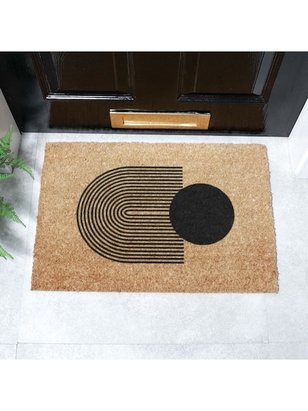 Artsy Mats Natural and Black Abstract Sphere Doormat (AM7055) | R$ 195