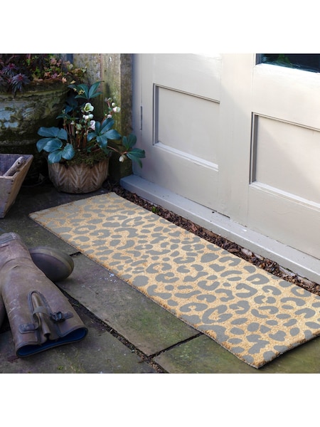 Artsy Mats Natural and Grey Leopard Print Patio Doormat (AM7089) | €46