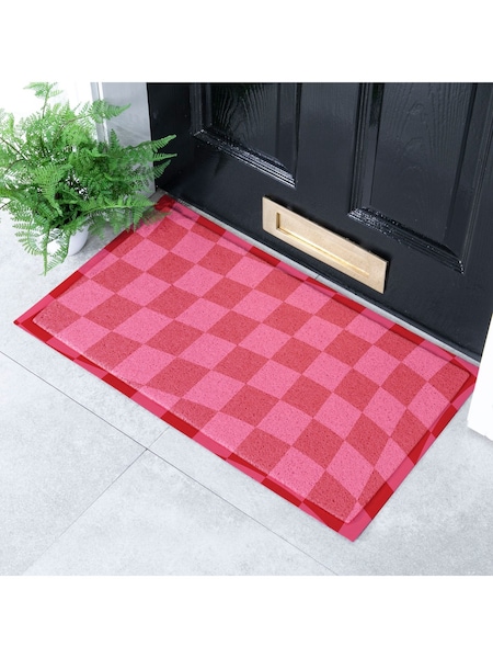 Artsy Mats Multi Fuchsia Wavy Checkerboard Indoor  Outdoor Doormat (AM7091) | € 39