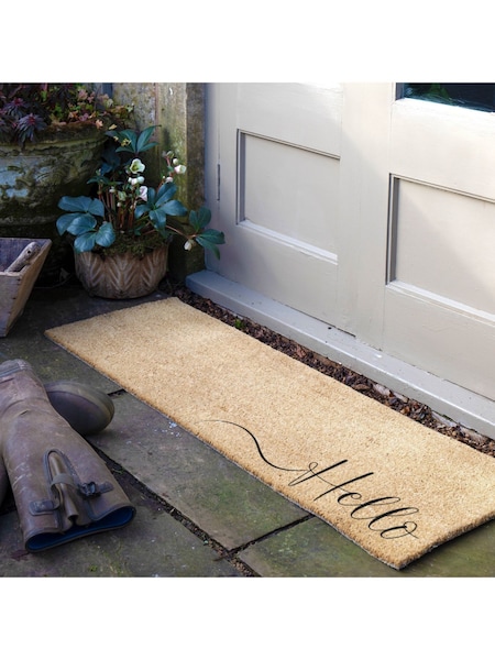 Artsy Mats Natural and Black Hello Scribble Patio Doormat (AM7095) | R$ 345