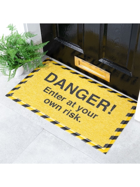 Artsy Mats Yellow Danger Enter At Your Own Risk Doormat (AM7107) | € 39