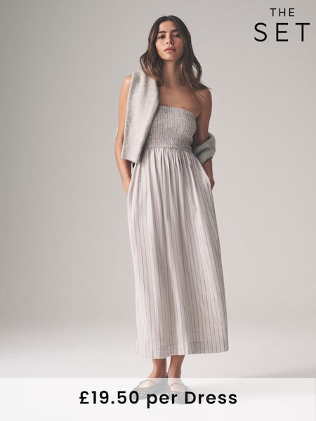 The Set 2 Pack Bandeau Maxi Dress with Linen (AM7135) | ‏196‏₪