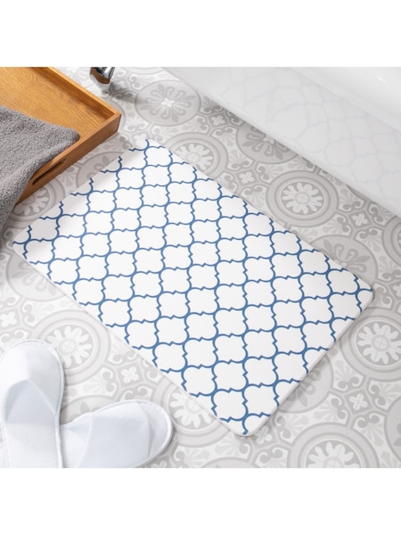 Artsy Mats Blue Trellis White Stone Non Slip Bath Mat (AM7150) | €40