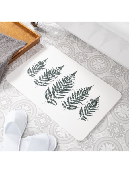 Artsy Mats Fern Leaf White Stone Non Slip Bath Mat (AM7153) | €40