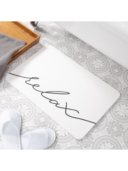 Artsy Mats Relax Scribble White Stone Non Slip Bath Mat (AM7159) | €46