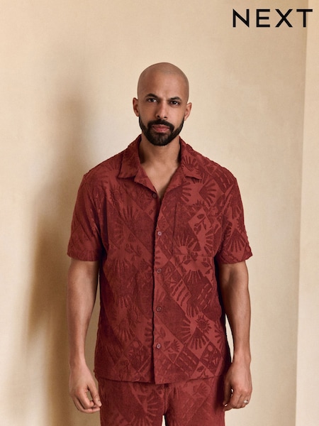 Orange Rust Textured Towelling Shirt (AM7209) | R$ 285