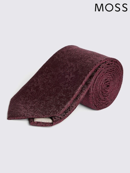 أحمر - MOSS Floral Print Swirl Silk Tie (AM7580) | ‏19 ر.ع.‏