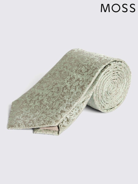 MOSS Green Floral Print Swirl Silk Tie (AM7586) | €50