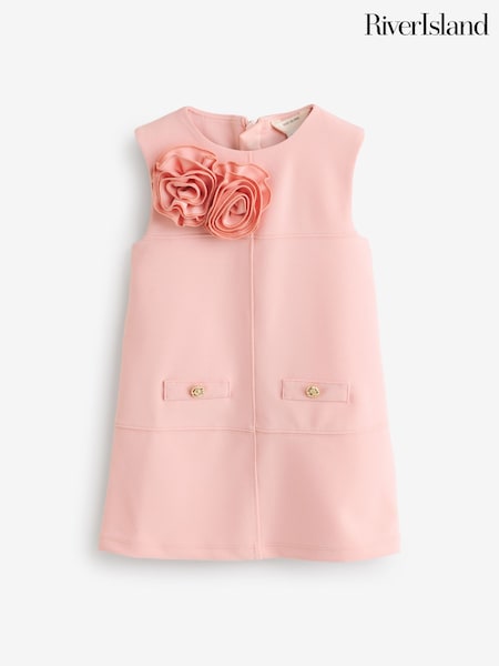 River Island Pink Girls Corsage Scuba Dress (AM7591) | €29