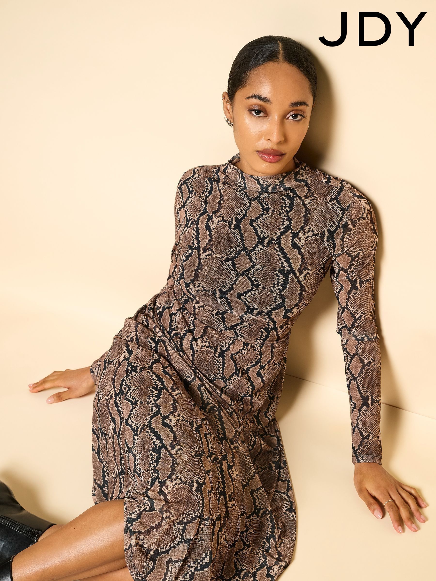 Women s JDY A Line Animal Print Long Sleeve Dresses Next Luxembourg
