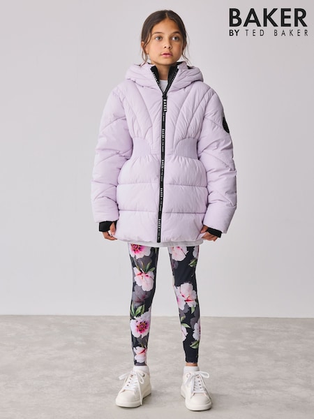 Baker by Ted Baker Shower Resistant Lilac Shirred Padded Coat (AM7700) | €83 - €89