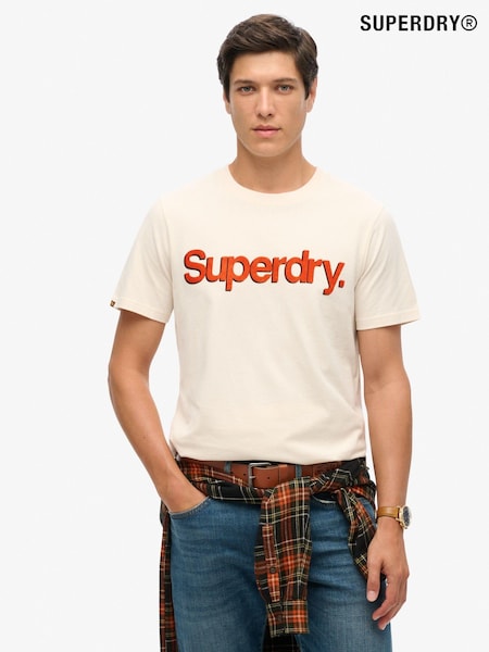 Superdry Cream Classic Core Logo Shadow T-Shirt (AM7706) | 148 QAR