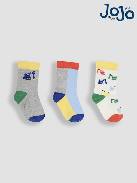 JoJo Maman Bébé Blue 3-Pack Printed Socks (AM7712) | €12.50