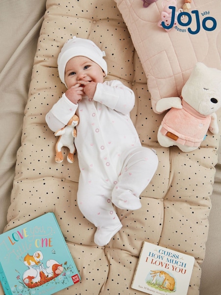 JoJo Maman Bébé 100% Organic Cotton Heart Embroidered Sleepsuit (AM7741) | 34 €