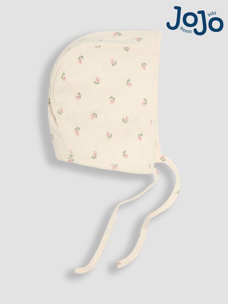JoJo Maman Bébé Pink Baby Pointelle Bonnet 100% Cotton Hat (AM7746) | €8
