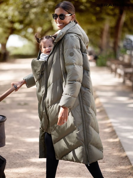 Seraphine Green Long Chevron Maternity Coat (AM7765) | €361
