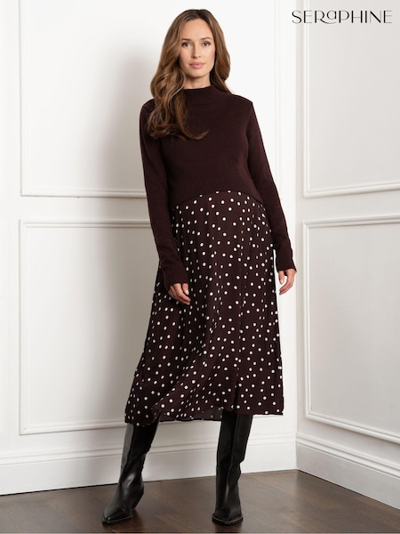 Seraphine Maternity Knit Topper with Spot Brown Skirt (AM7768) | ‏448‏₪