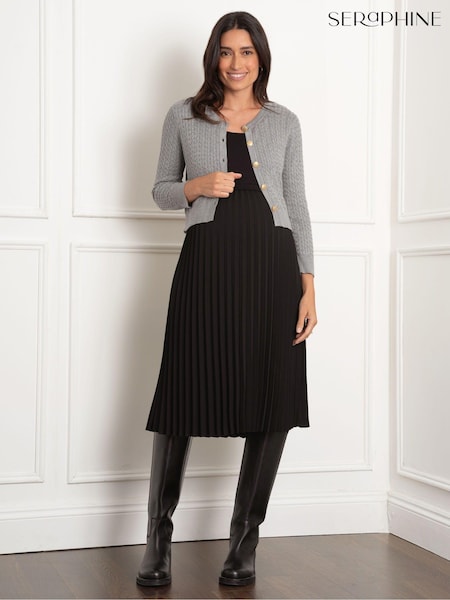 Seraphine Grey Maternity Knit Cardigan with Pleat Skirt (AM7770) | R$ 840