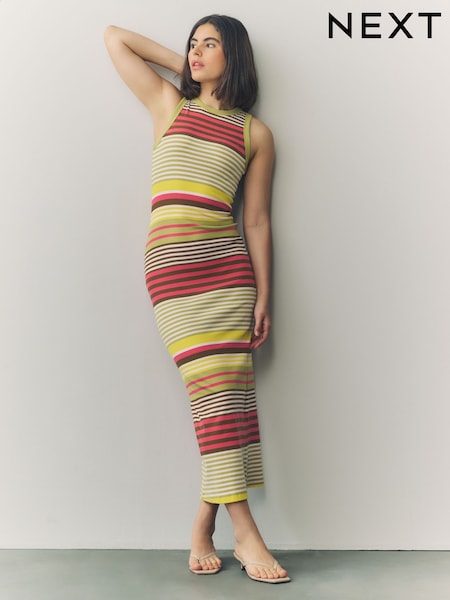 Multicoloured Stripe Ribbed Racer Back Sleeveless Maxi Length Dress (AM7794) | 1,025 UAH