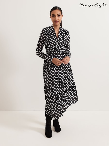 Phase Eight Black Petite Caitlin Black Printed Mesh Dress (AM7802) | 294 QAR