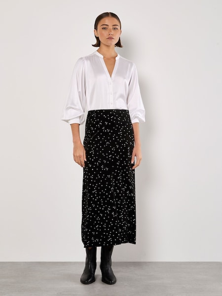 Apricot Black Star Velvet Midi Skirt (AM7844) | €44