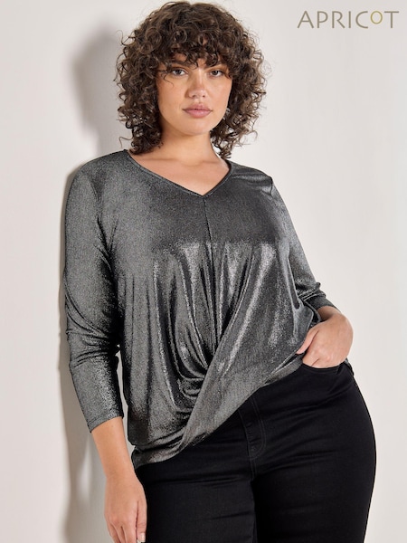 Apricot Grey Foil Shimmer Long Sleeves Top (AM7850) | €24