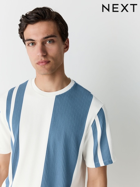 Blue Smart Vertical Stripe T-Shirt (AM7872) | €26