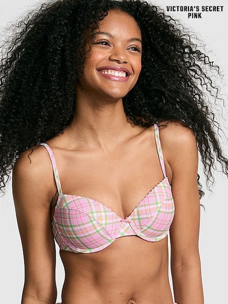Victoria's Secret PINK Strawberry Plaid Pink Ryder Push Up Bikini Top (AM7894) | €39