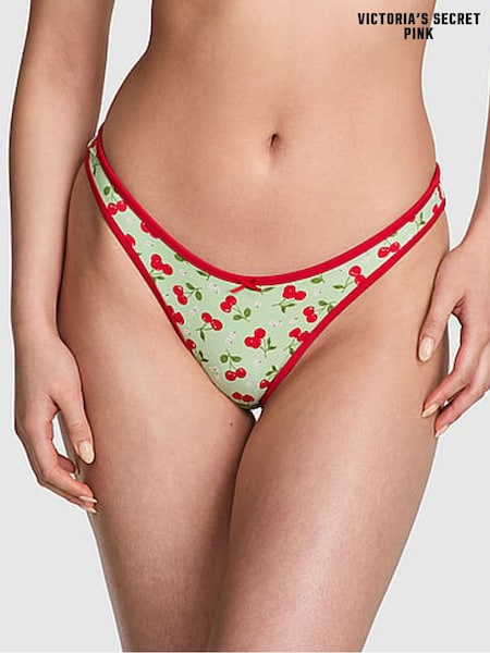 Victoria's Secret PINK Cherry Hearts Green Golden Hour Cheeky Bikini Bottoms (AM7898) | €39