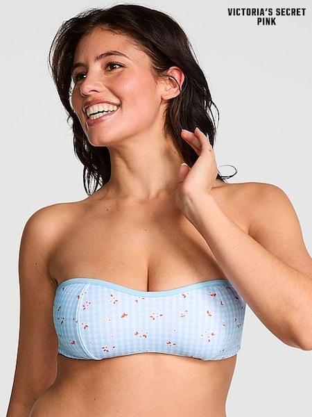 Victoria's Secret PINK Spring Picnic Blue Monty Bandeau Bikini Top (AM7901) | €39
