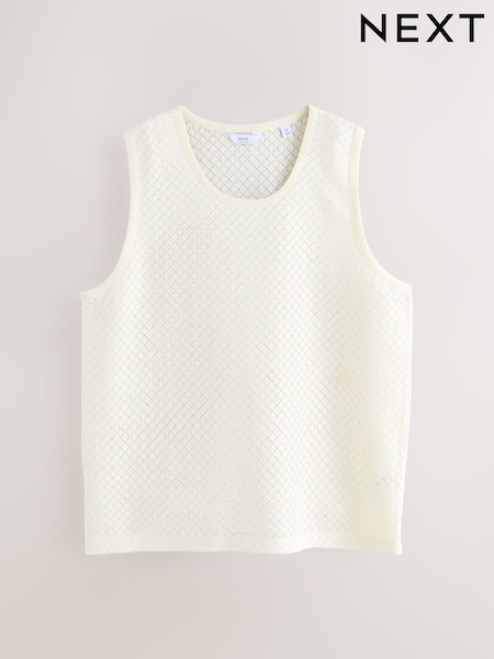 Neutral Ecru Textured Craft Vest (AM7917) | AED87