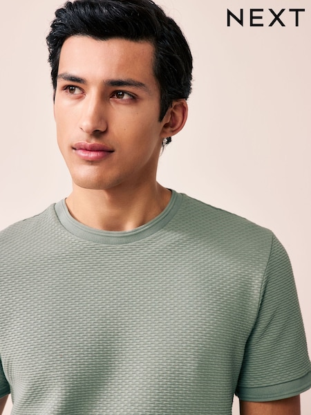 Green Slim Fit Textured T-Shirt (AM7936) | 89 QAR