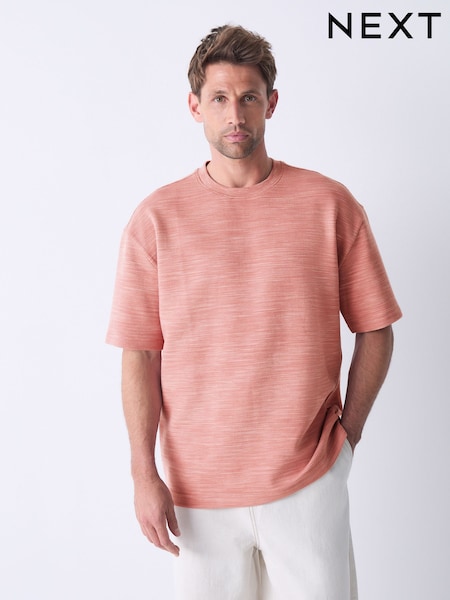 Pink Single Relaxed Fit Ottoman Texture T-Shirt (AM7940) | R$ 210
