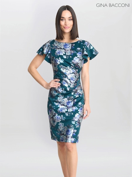 Gina Bacconi Grey Wanda Printed Dress (AM7985) | €159