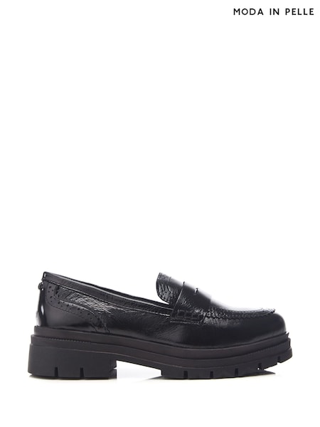 Moda in Pelle Fabri Brogue Detailing Chunky BlackLeather Loafers (AM7997) | € 112