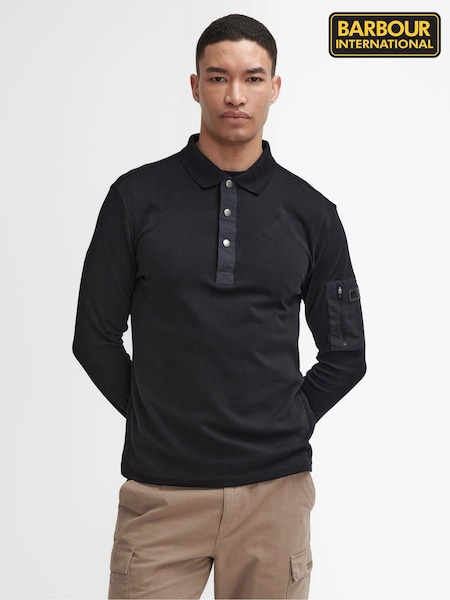 Barbour® International Bradley 100% Cotton Black Polo Shirt (AM8012) | 396 QAR