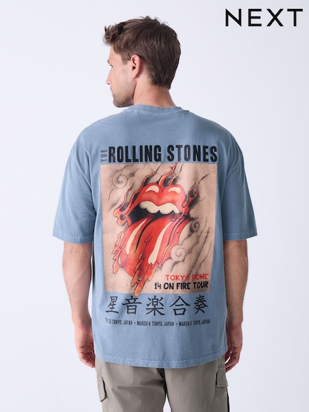 Blue Rolling Stones Regular Fit Band Graphic Print T-Shirt (AM8087) | €27