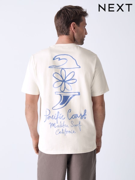 White Surf Regular Fit Graphic Print T-Shirt (AM8125) | AED79