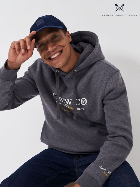 Crew Clothing Company Grey Embroidered Graphic Hooded Sweatshirt (AM8130) | NT$3,220