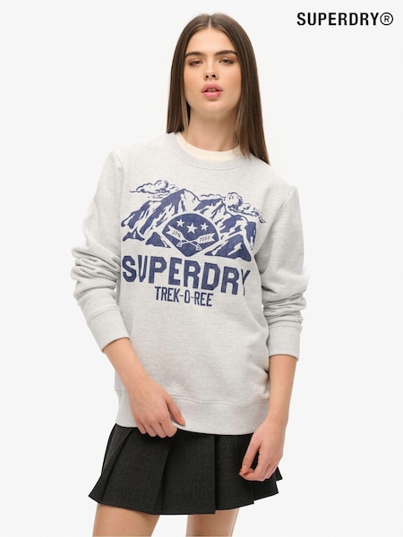 Superdry Grey Oversized Outdoors Graphic Crew 100% Cotton Sweatshirt (AM8192) | €69
